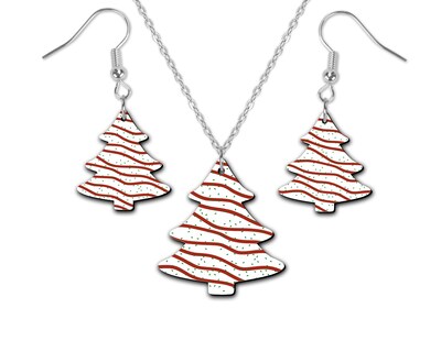 Christmas Tree Earrings and Necklace Set - Holiday Jewelry - Christmas Gift Set - Stocking Stuffers - image1
